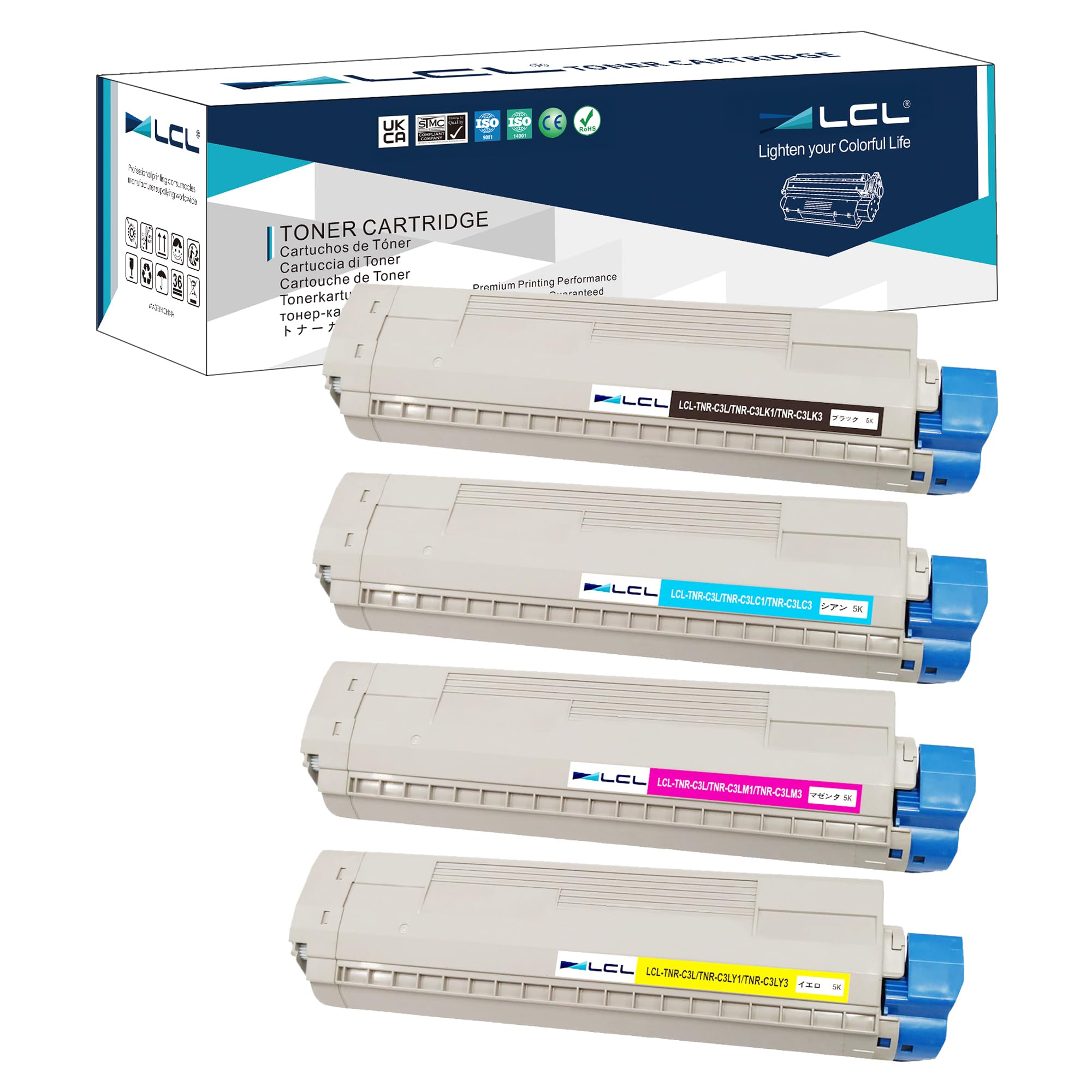 LCL OKI用 TNR-C3L TNR-C3LK1 TNR-C3LK3 TNR-C3LC1 TNR-C3LC3 TNR-C3LM1 TNR-C3LM3 TNR-C3LY1 TNR-C3LY3 (4色セット) 再生トナーカートリッジ 対応機種: C811d