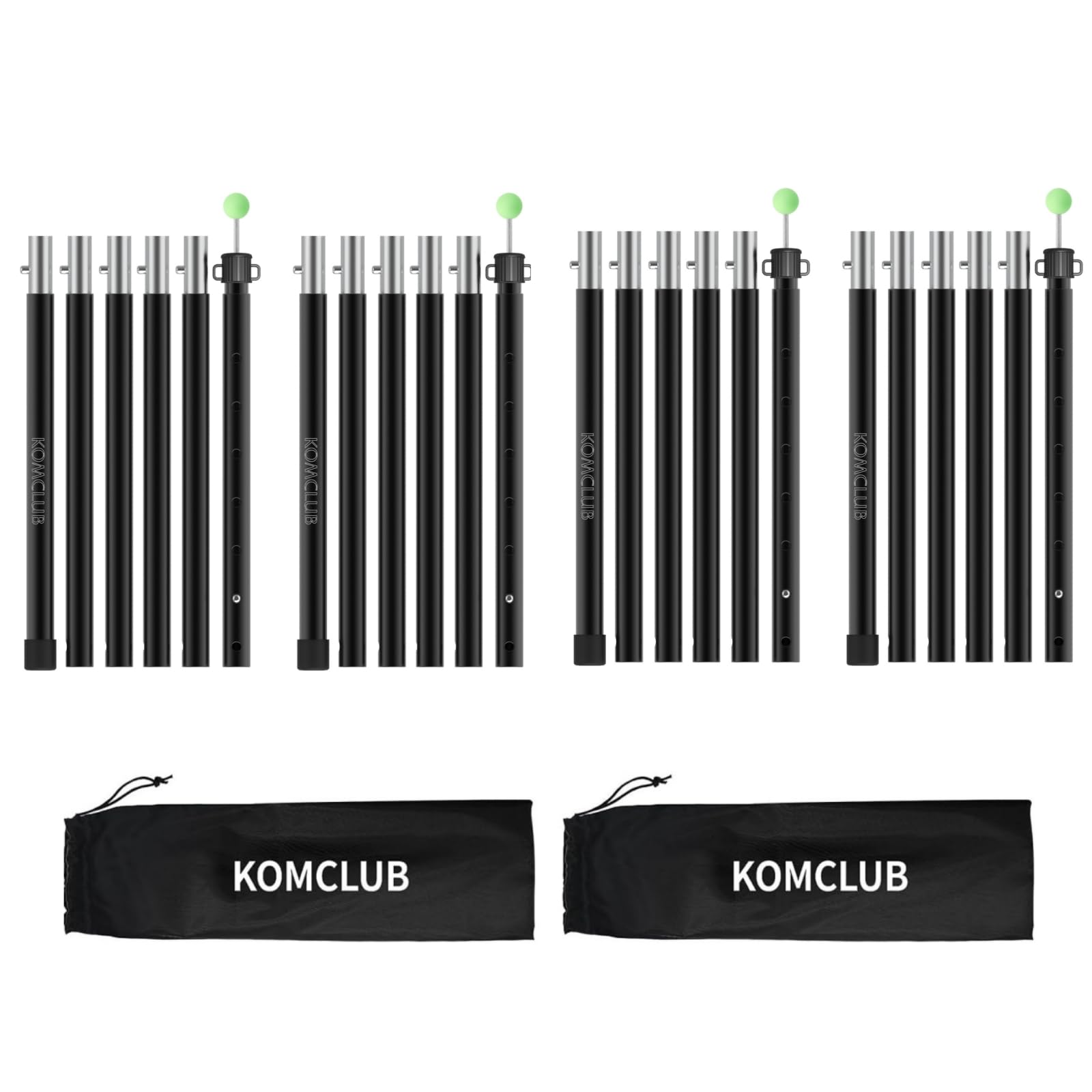 KOMCLUB テントポール タープポール 収納40cm MAX240cm 直径24mm 25段階調節 6節連結 アルミ製 高さ調整可能 プッシュボタン式 組立簡単 収納袋付き 天幕用ポール キャンプ設営用 4本セット 8,192円