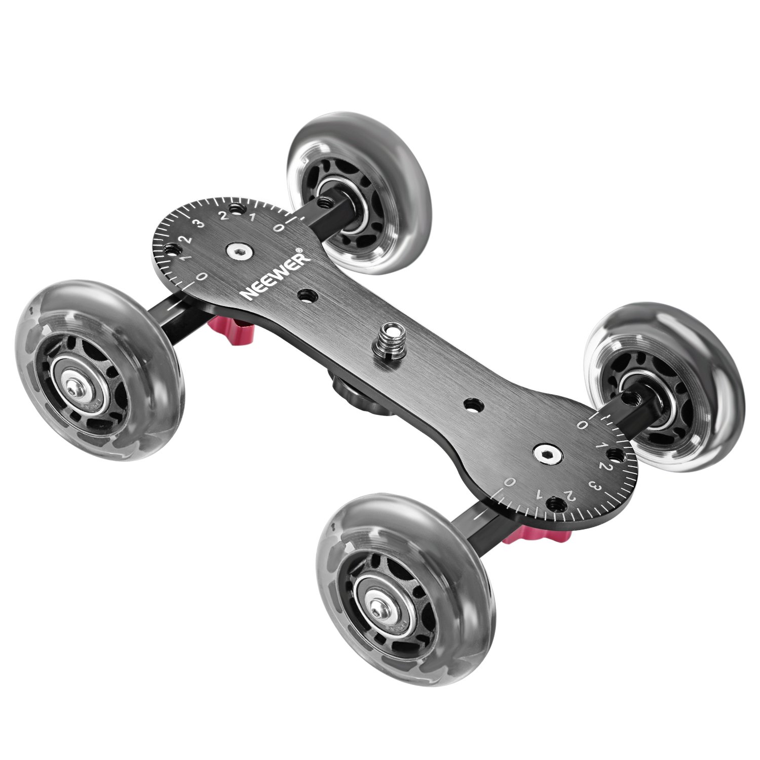 Neewer カメラテーブルドリースライダー 耐荷重22ポンド/ 10キログラム スケーターのデザイン アルミロッド 回転可能なゴム製のホイール 1/4インチ3/8インチネジ穴 DSLRビデオカメラに使える「ブラック」