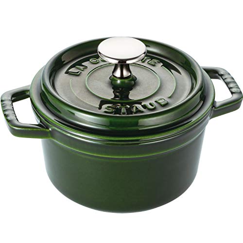 staub ストウブ 「 ピコ ココット ラウンド バジルグリーン 14cm 」 小さい 両手 鋳物 ホーロー 鍋 IH対応 【日本正規販売品】 La Cocotte Round 40509-796