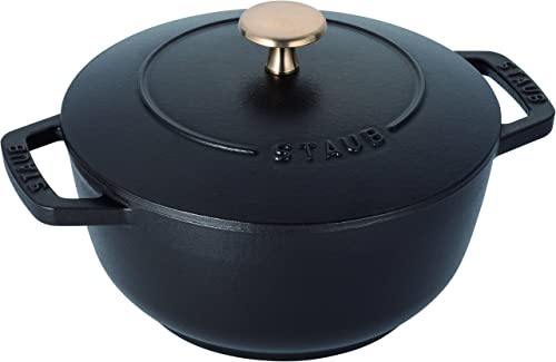 ストウブ(Staub) 「 ワナベ 黒いこと M 18糎 」 両手 鋳込み ホーロー 鍋 炊飯 2合 IH相応う 【日本置き目売りわたす品】 Wa-NABE 40501-005