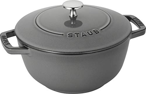 staub ストウブ 「 ワナベ グレー L 20cm 」 両手 鋳物 ホーロー 鍋 炊飯 3合 IH対応 【日本正規販売品】 Wa-NABE 40501-010