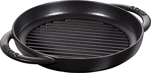 staub ストウブ 「 ピュアグリル ラウンド ブラック 22cm 」 グリルパン 両手 鋳物 ホーロー IH対応 【日本正規販売品】 Grill & Frying Pan 40511-520