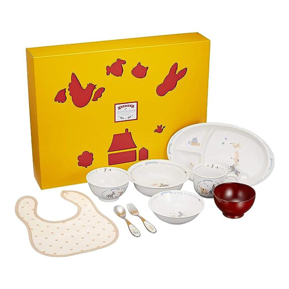 NARUMI(ナルミ) 子供用 食器セット ブレーメン ブルー 9点セット まんてんセット すくいやすい食器 出産祝い お食い初め 離乳食 ギフト オーブン 電子レンジ 食洗機対応 日本製 7980-33301