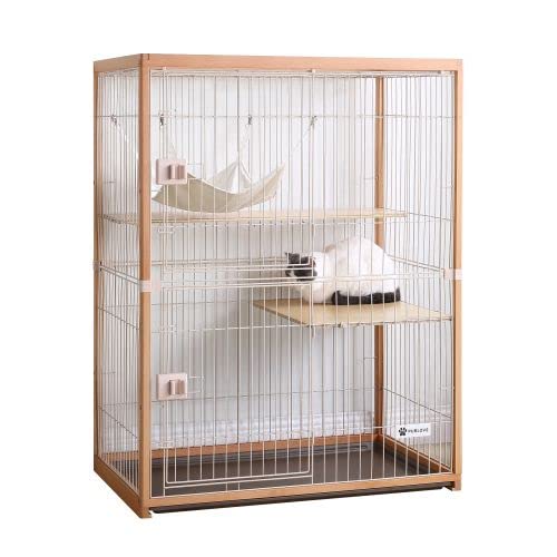 オーエスジェイ(OSJ) 猫ケージ キャットケージ 2段 木製フレーム 広々 大型 おしゃれ キャットハウス ネコハウス 留守番 梯子付き 保護 脱走防止 組み立て簡単 多頭飼い 多頭 ペットケージ 19,000円