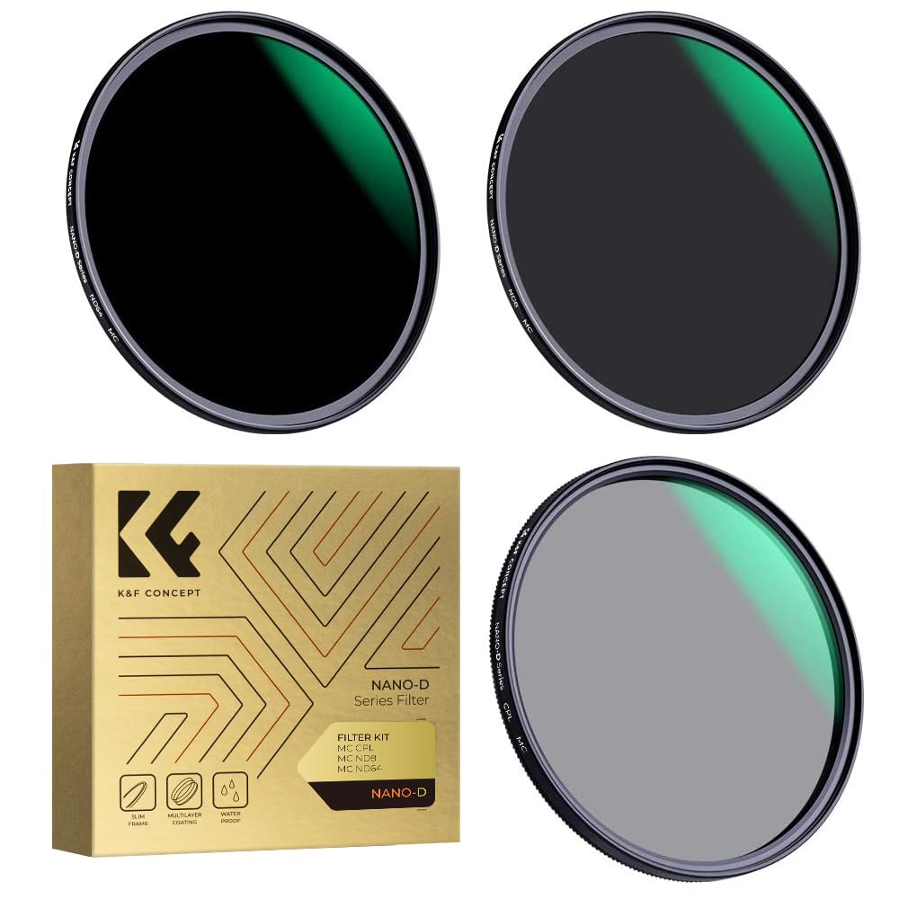 K&F Concept 55mm CPLフィルター+ND8フィルター+ND64フィルター 3枚セット 18層コーティング 極薄 光学ガラス製【メーカー直営店】