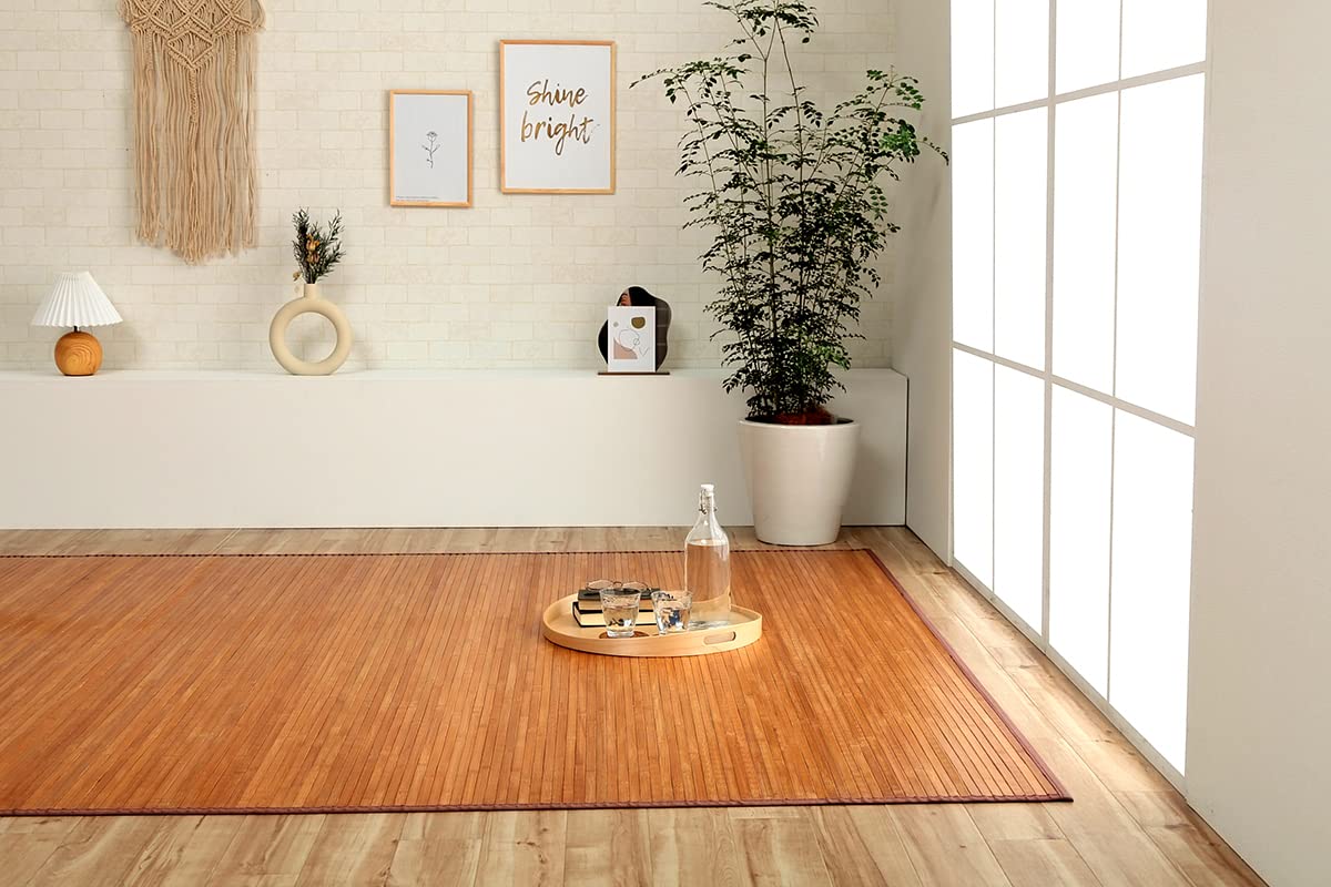イケヒコ 籐竹カーペット ローマ ライトブラウン 約200×240cm #5309480