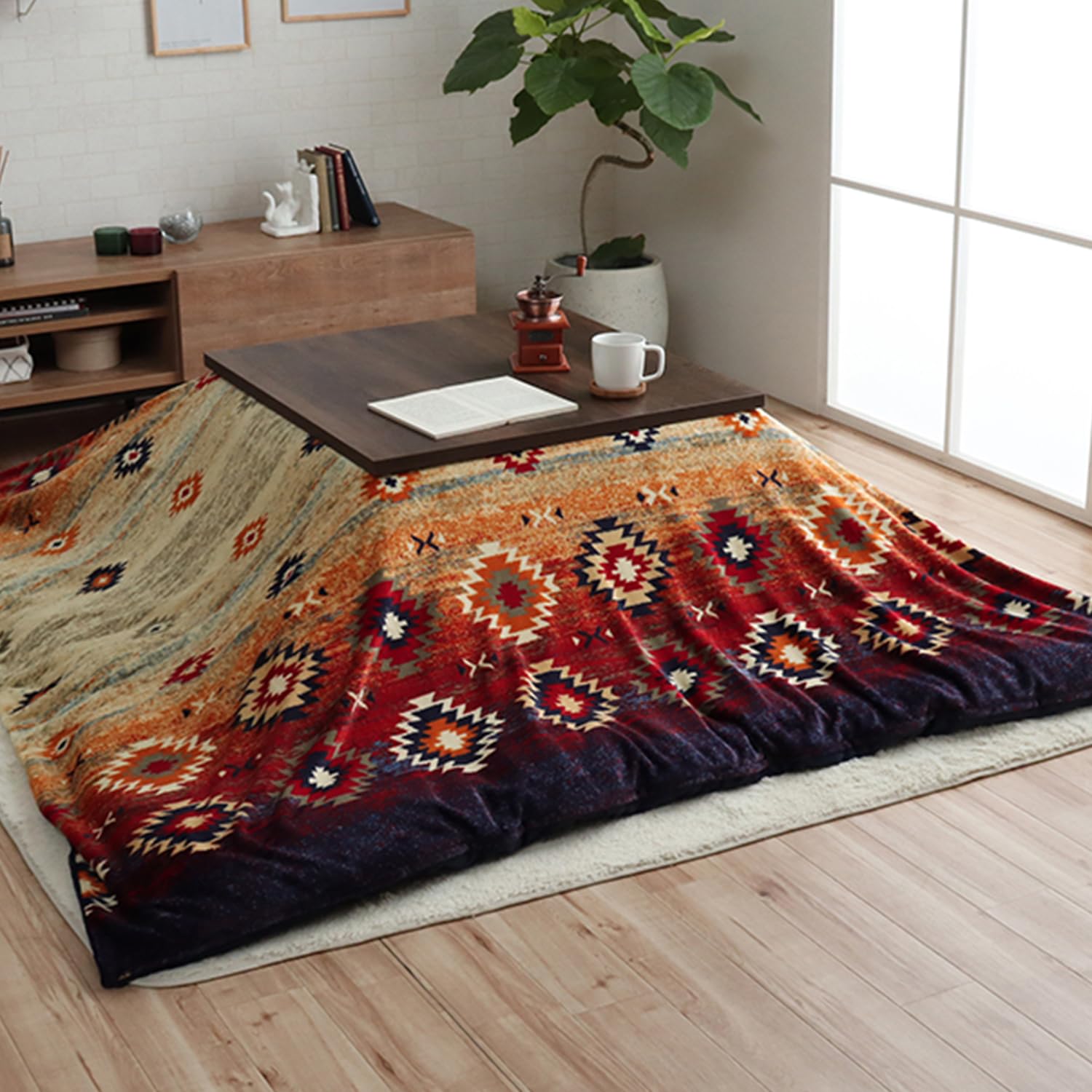 イケヒコ こたつ カバー オリバー 約195×245cm ネイビー 長方形 ファスナー 単品 撥水(水をはじく)加工 幾何柄 洗える #5576739