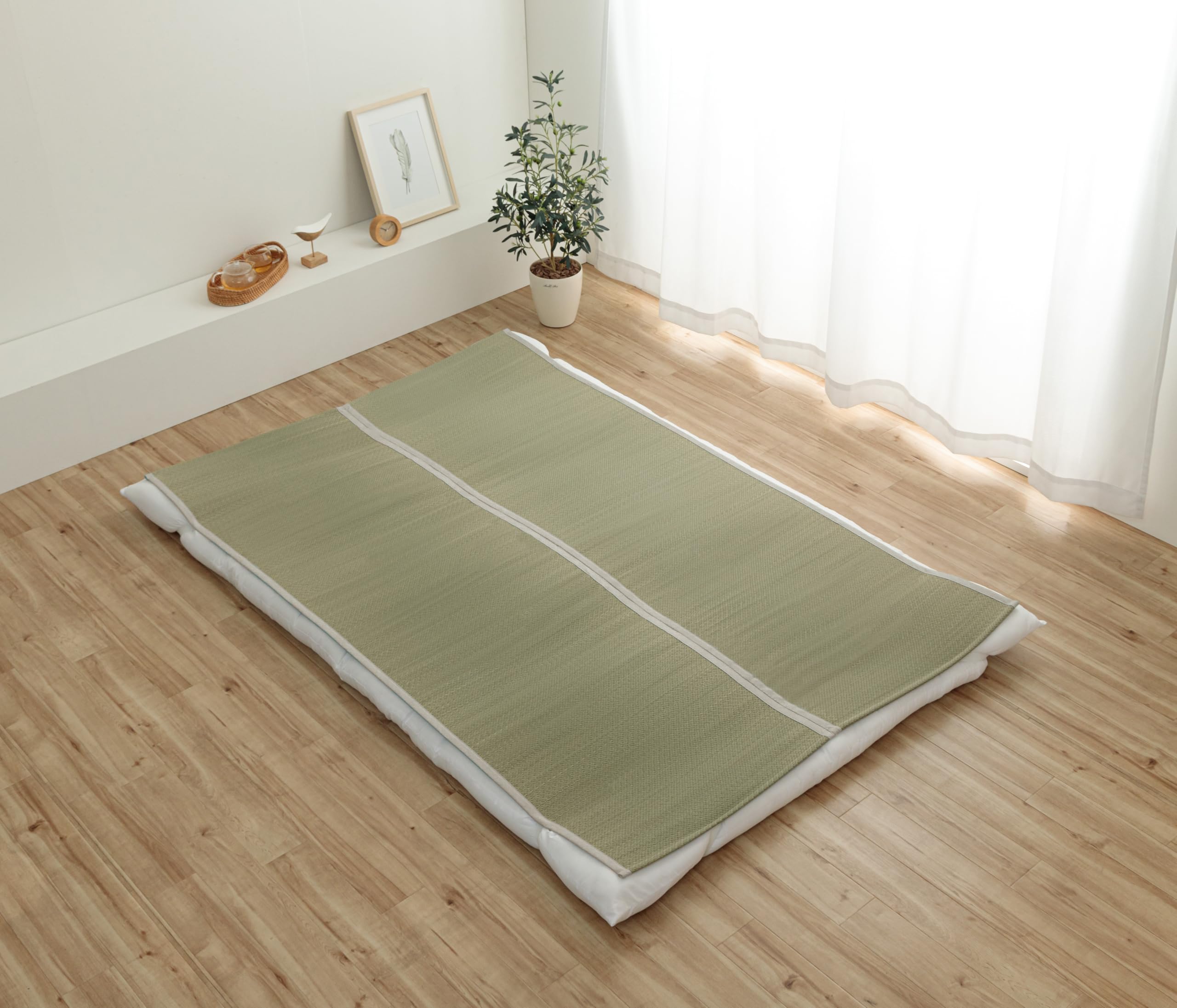 イケヒコ い草 敷きパッド 日本製 い草シーツ ダブル 寝ござ 癒やし ナチュラル 約130×200cm ゴムバンド付き 無染土 抗菌 防臭 消臭 無垢 国産 夏用 敷パッド 畳 たたみ ねござ ネゴザ い草マット ゴザ ＃1122920181201