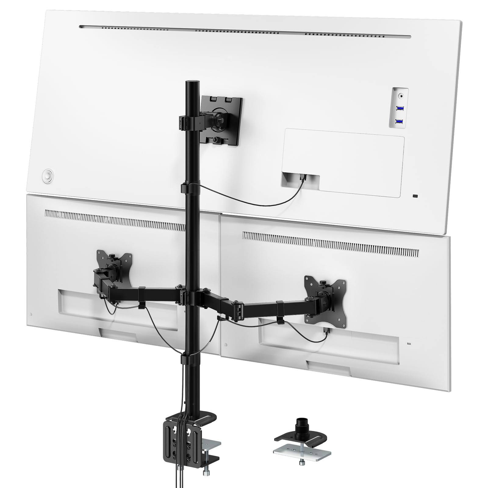 WORLDLIFT PC モニターアーム 3画面 17・49インチ対応 液晶ディスプレイアーム ロングポール81.4cm 耐荷重20kg VESA規格対応