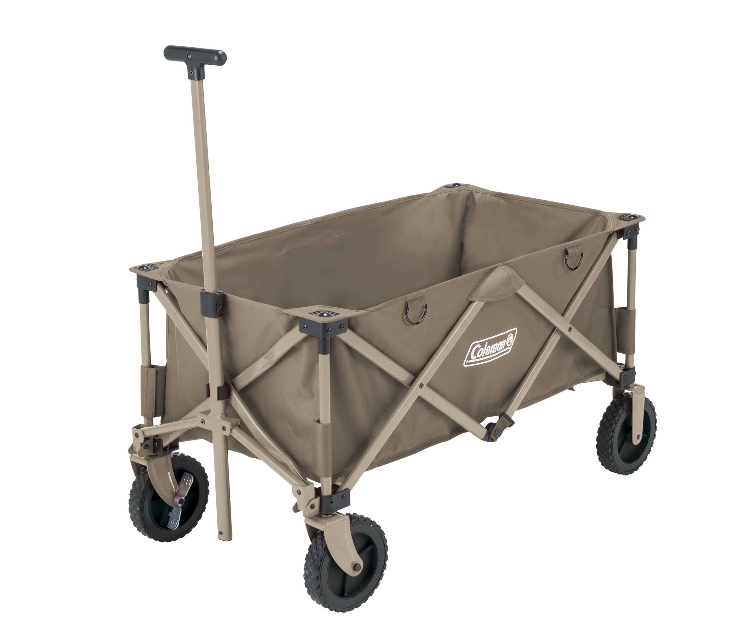 Coleman(コールマン) ベージュ】キャリーカート アウトドアワゴン 耐荷重約100kg ストッパー付 コンパクト収納 キャリーワゴン 折りたたみ式 自立式収納 キャンプ 部活 合宿 運動会 BBQ フェス ワンタッチ収束式 釣り