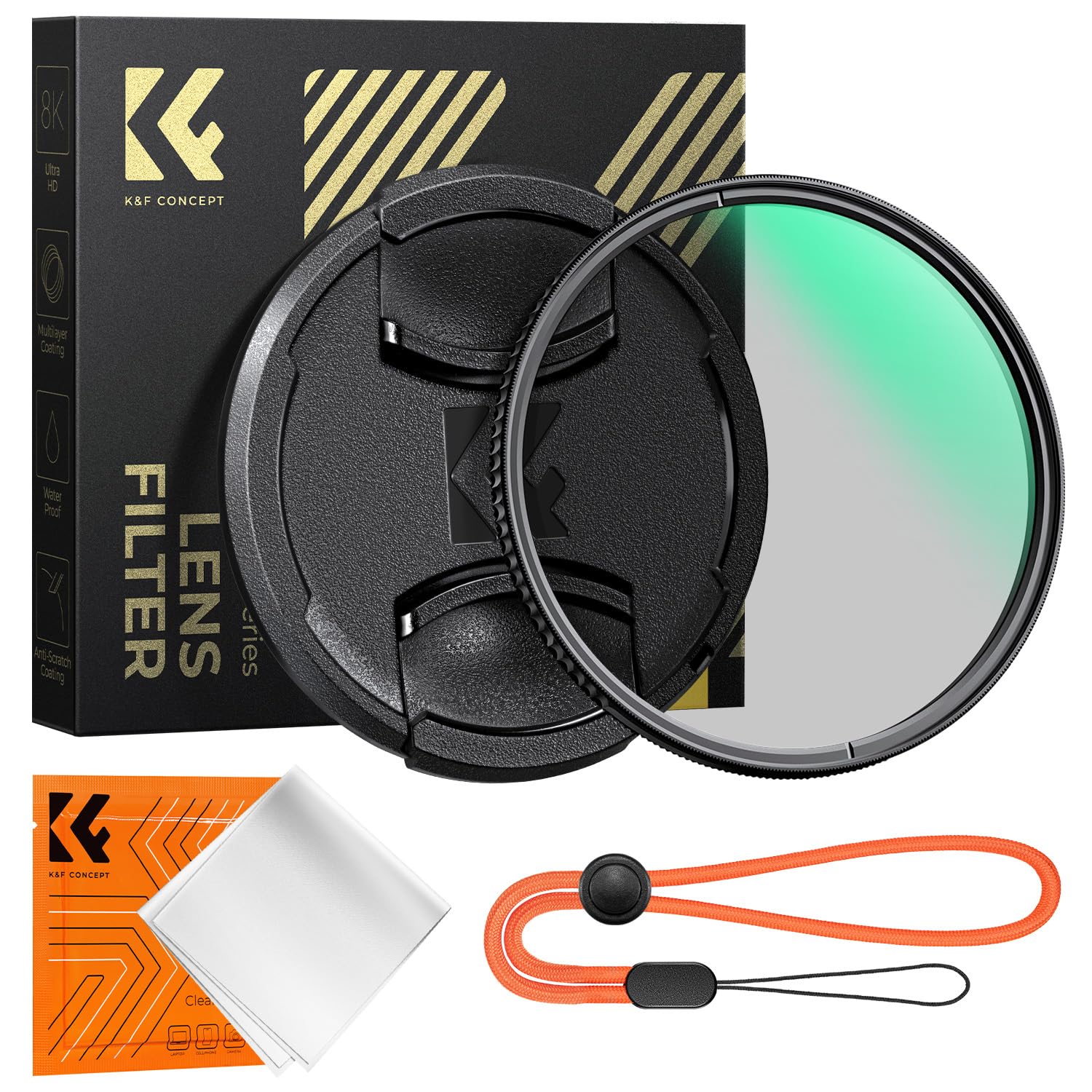 K&F CONCEPT 67mm CPLフィルター＋レンズキャップ＋クリーニングクロス 円偏光 色彩コントラスト 反射調整用 高透過率 28層コーティング 防水撥油 （Nano-Xcel）｜SelectSHOP 岐阜 店