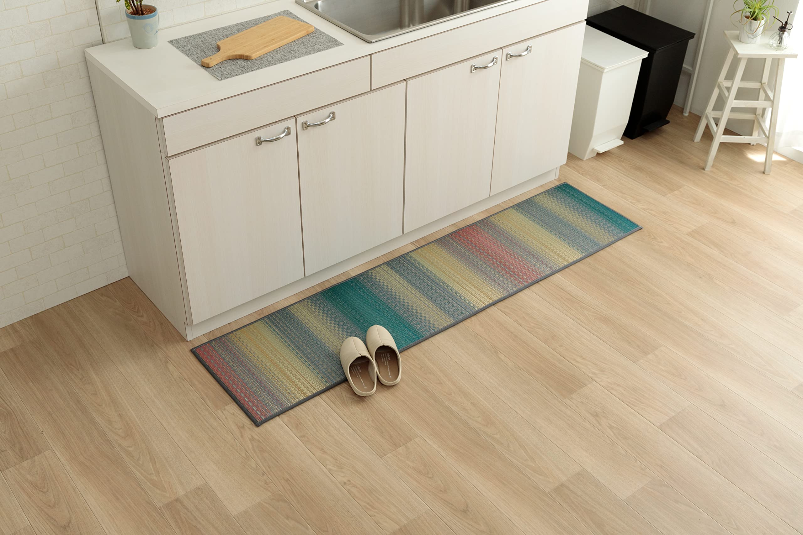 イケヒコ い草 キッチン マット kitchen mat 長方形 Ｆジーグ グレー 約43×240cm ナチュラル グラデーション 抗菌防臭効果 国産 九州産 滑り止め カジュアル ＃1081880135135