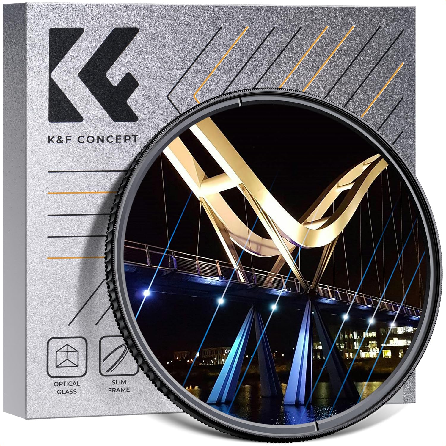 K&F Concept 62mm ブルーストリークフィルター 特殊効果フィルター Blue Streak 18層コーティング 薄型 3枚クリーニングクロス付き 夜景/ポートレート最適（Nano-Klear）