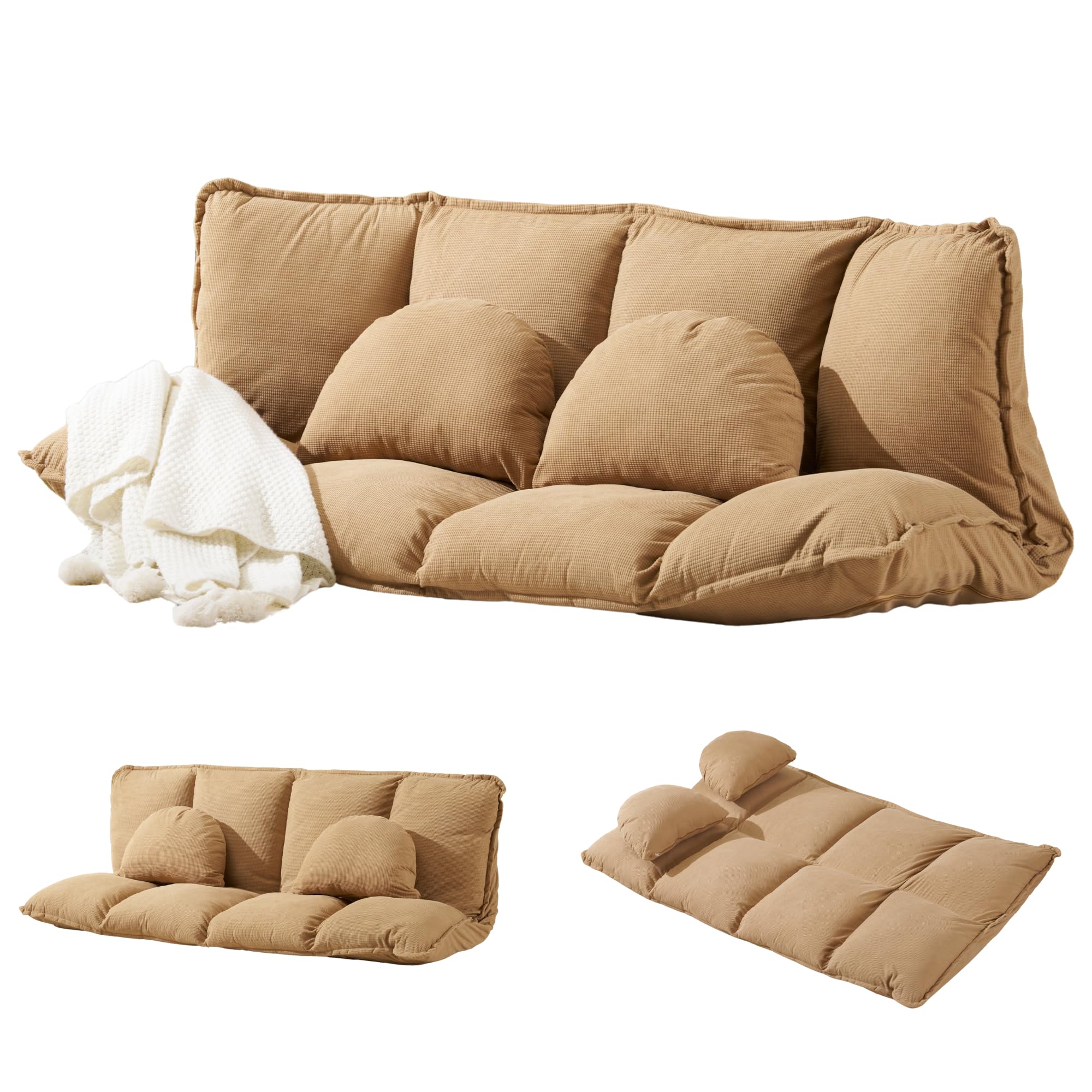オーエスジェイ(OSJ) ソファーベッド ソファー ローソファー sofa bed 幅160&times;奥行き105 6段リクライニング可能 クッション付き コンパクトベッド 耐摩耗 人間工学 ソファ 疲れない｜SelectSHOP 岐阜 店