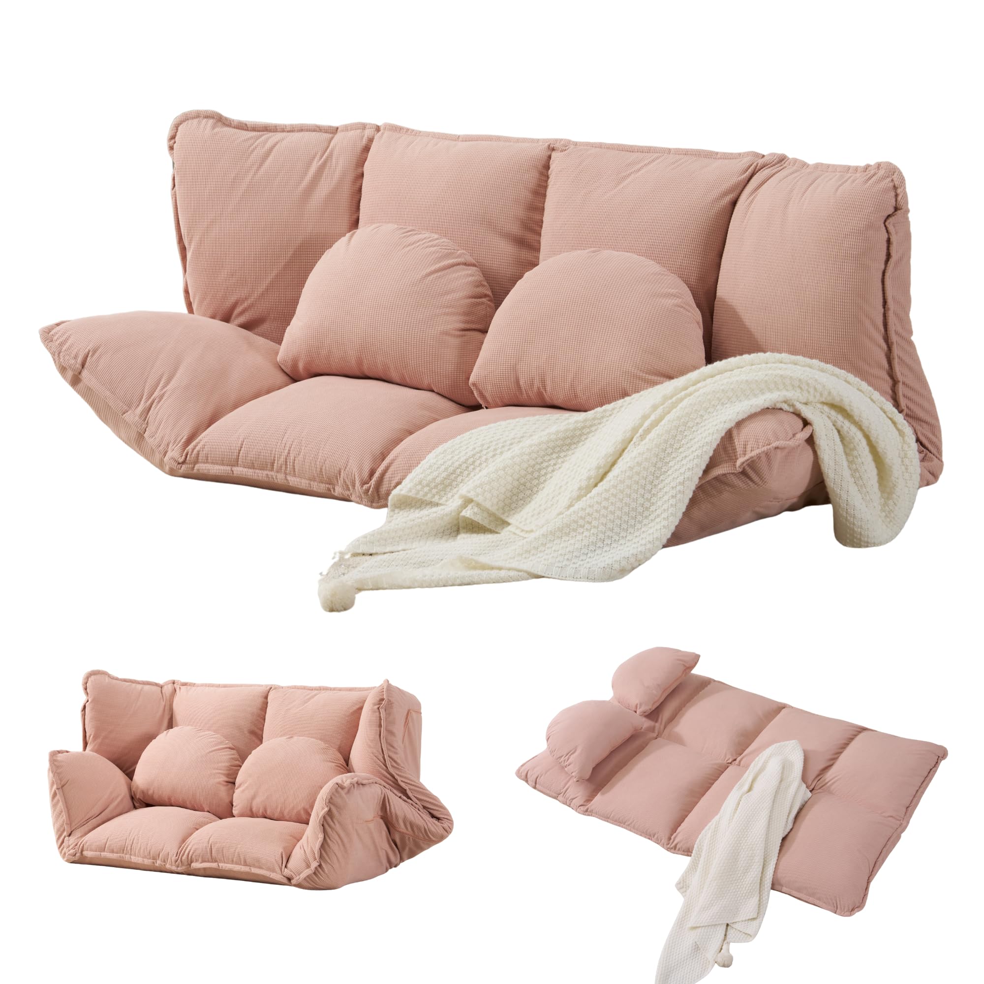 オーエスジェイ(OSJ) ソファーベッド ソファー ローソファー sofa bed 幅160×奥行き105 6段リクライニング可能 クッション付き コンパクトベッド 耐摩耗 人間工学 ソファ 疲れない