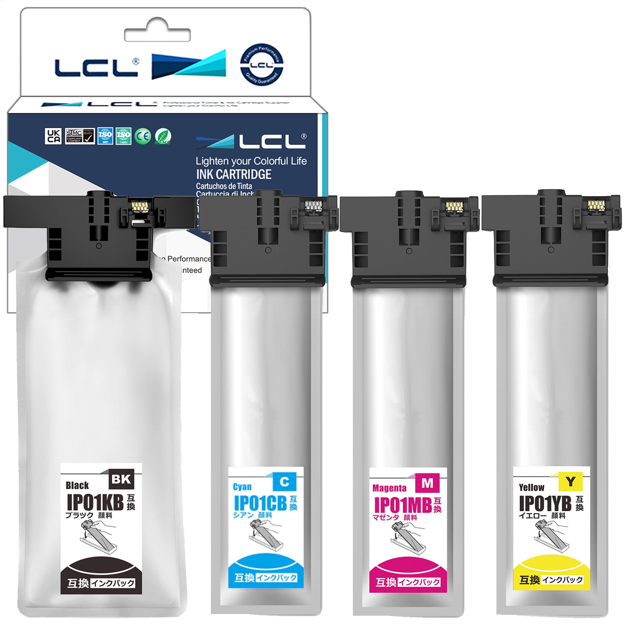 LCL エプソン用 IP01 IP01B IP01KB IP01CB IP01MB IP01YB 増量 (4色セット ブラック シアン マゼンタ イエロー) 顔料 互換インクカートリッジ 対応機種: PX-S884 PX-M884F PX-S885 PX-|SelectSHOP 岐阜 店
