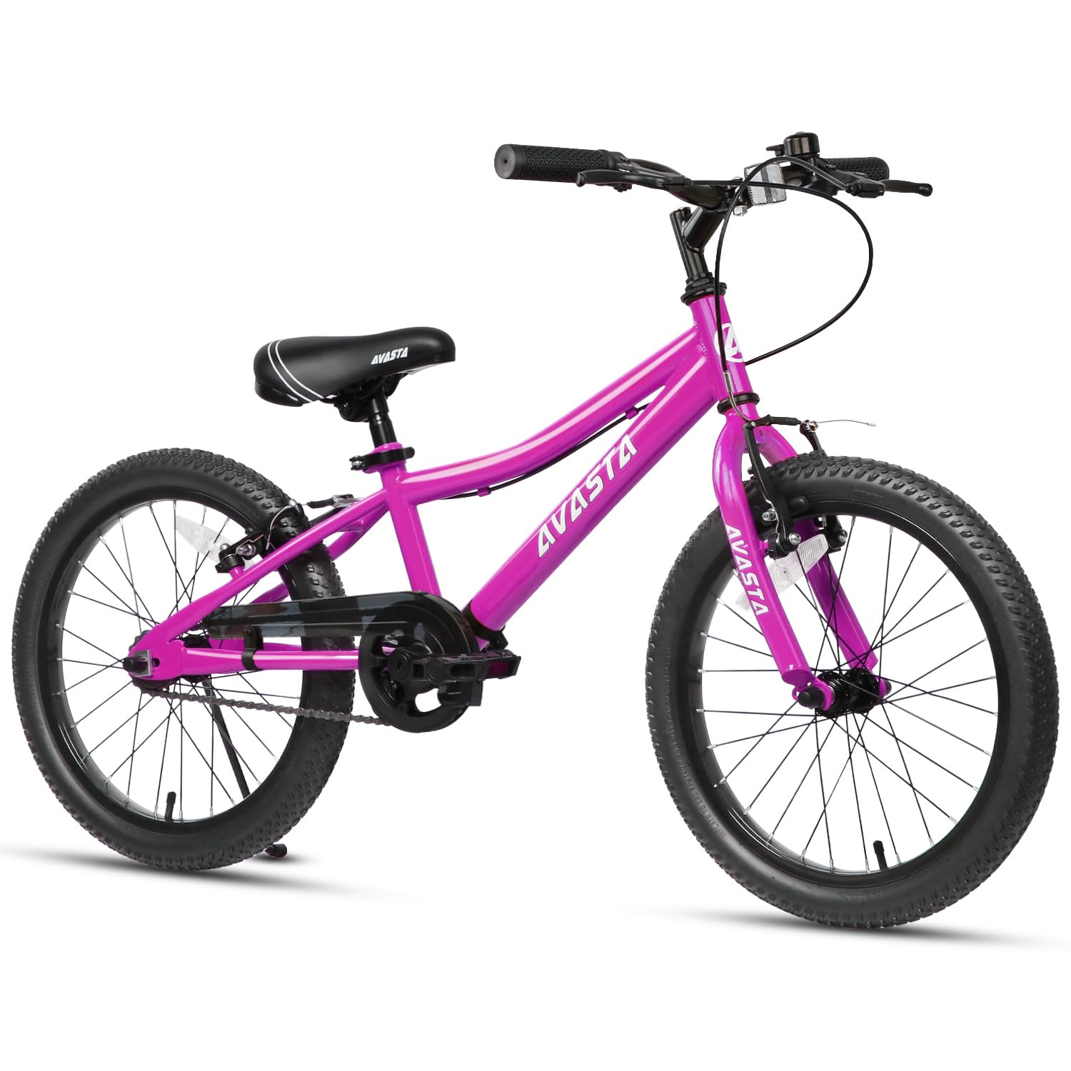【AVASTA】Bilbo 子供MTBマウンテンバイク ファットタイヤ自転車 男の子 女の子 小学生低学年高学年 街乗り通学 取り外しチェーンケース/キックスタンド付き 高さ調整可能 20インチ ピンク