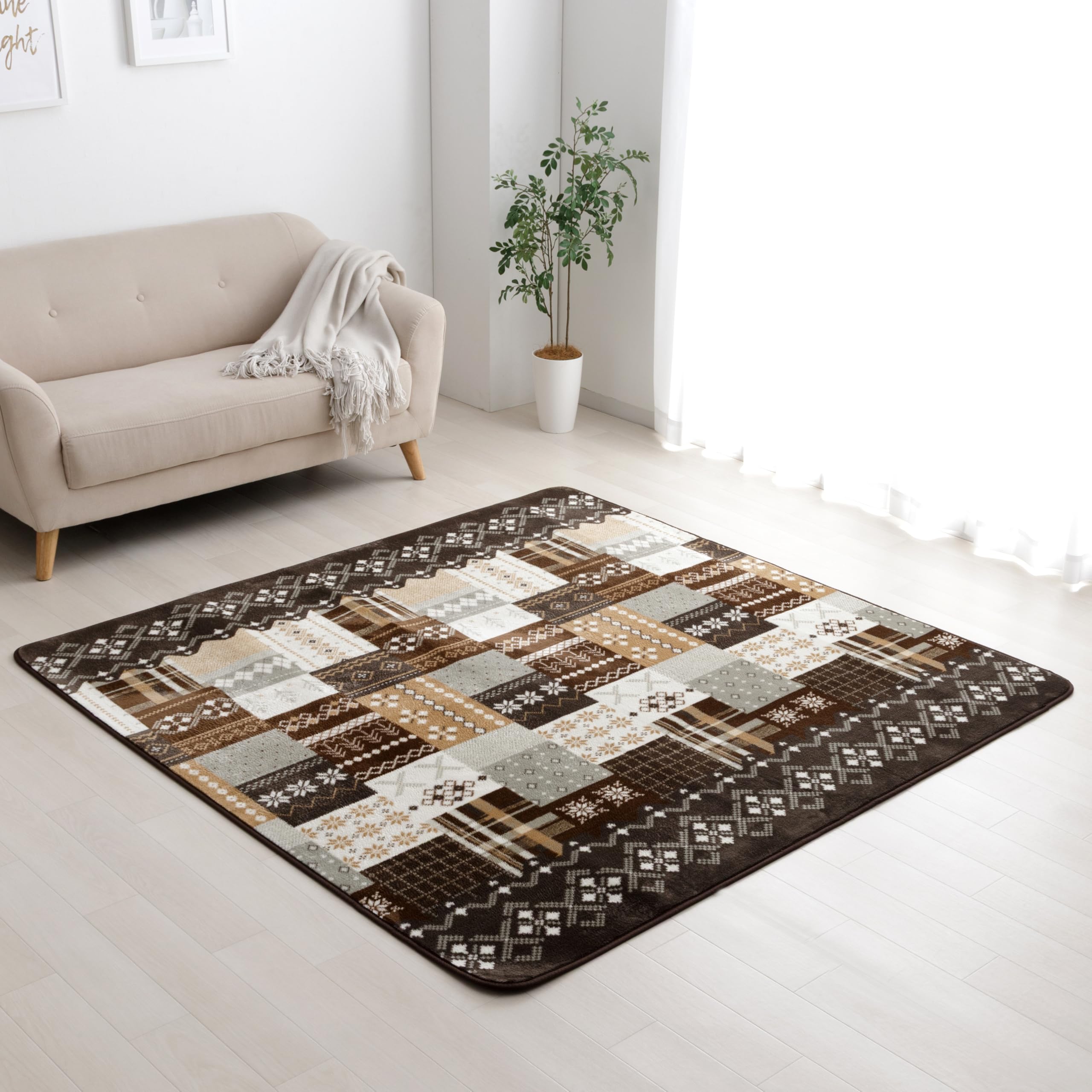 イケヒコ 引っ敷き 引っ敷き 洗える 綿ネル Charm 約200×240糎 赤銅色 3畳 矩形 北欧 ノース 今めかしい 床暖房装置相応う #1274980133101