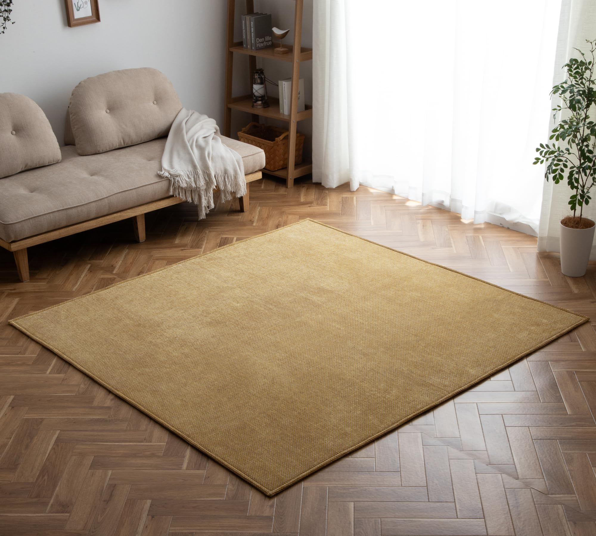 イケヒコ ラグ カーペット シェニール シェニフ 約180×180cm イエロー 北欧 無地 2畳 ＃1281260291203