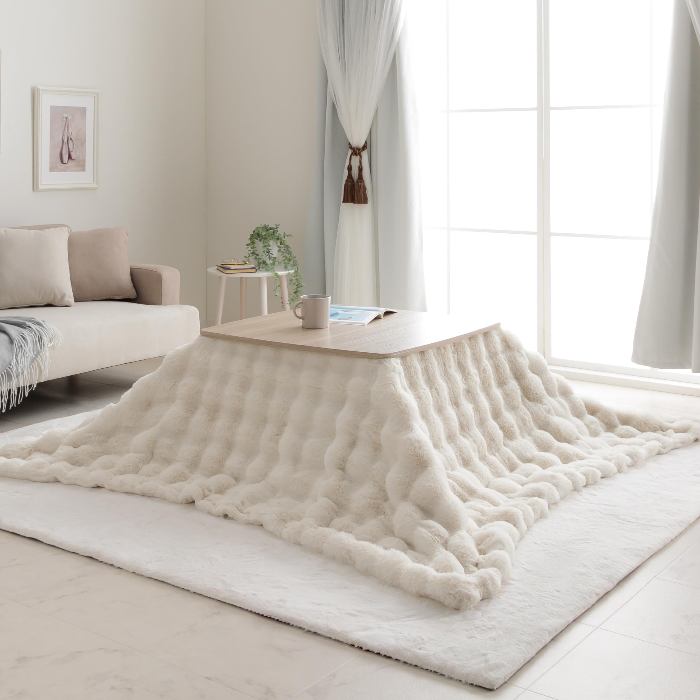 イケヒコ こたつ布団 掛布団 ラピアスPremium 約180×180cm 正方形 ふわふわ もこもこ 北欧 かわいい おしゃれ ＃1182280141511