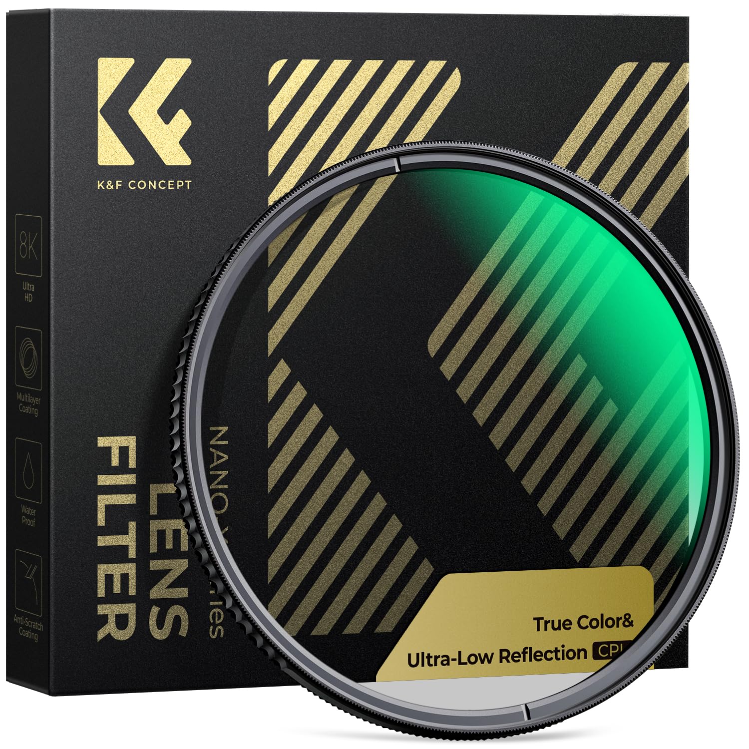 K&F CONCEPT 55mm True Color&超低反射 CPLフィルター 黄色被り解消可能 超低反射0.1% コントラスト 反射調整 高透過率 円偏光フィルター 両面28層コーティング 光学ガラス 風景写真に最適 (Nano-Xcel)|SelectSHOP 岐阜 店