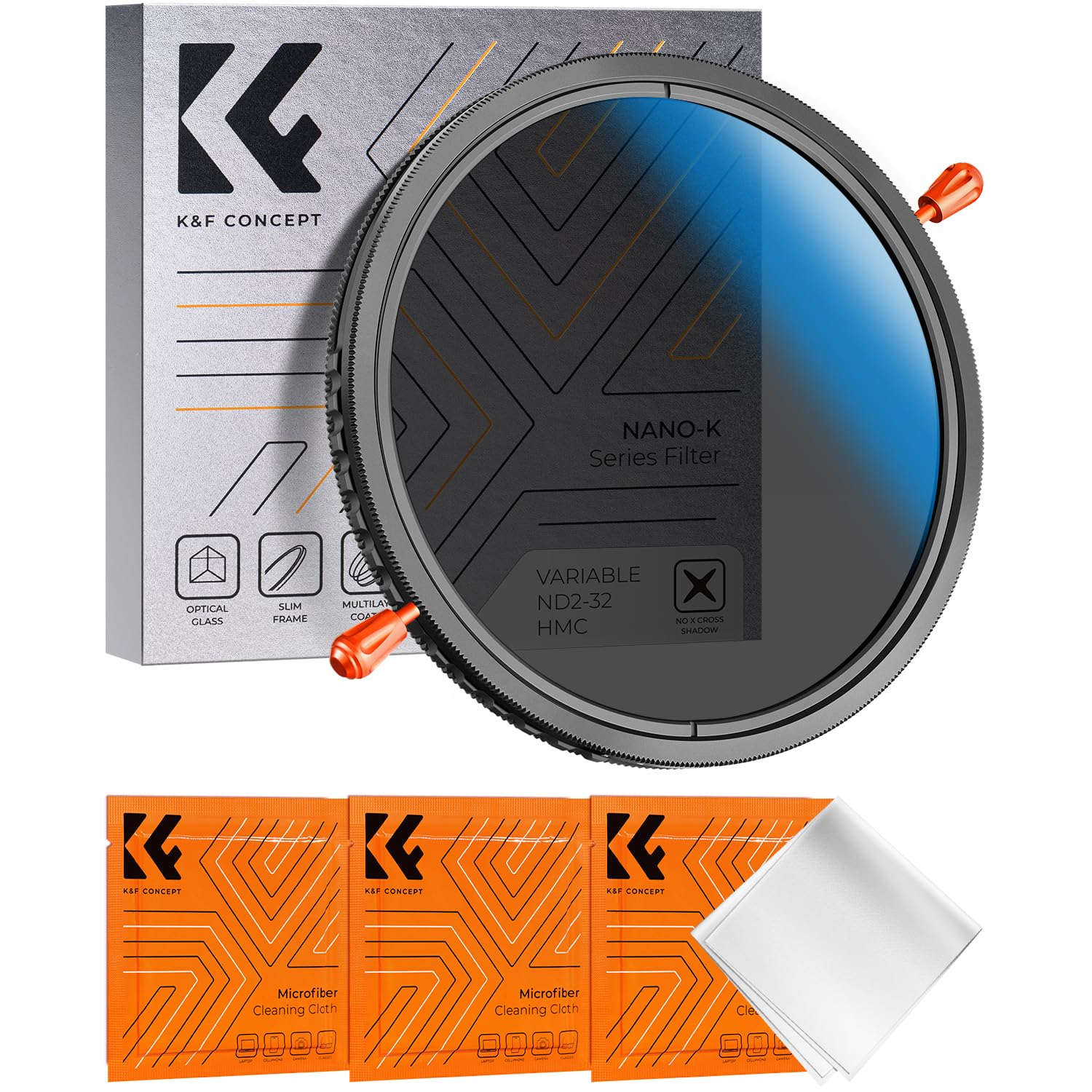 K&F Concept 82mm ND2-32&CPLフィルター 多機能フィルター 2in1 一枚二役 減光+偏光効果 18層ナノコーティング 可変ND 偏光 減光量調整 反射除去 （NANO-Kシリーズ）