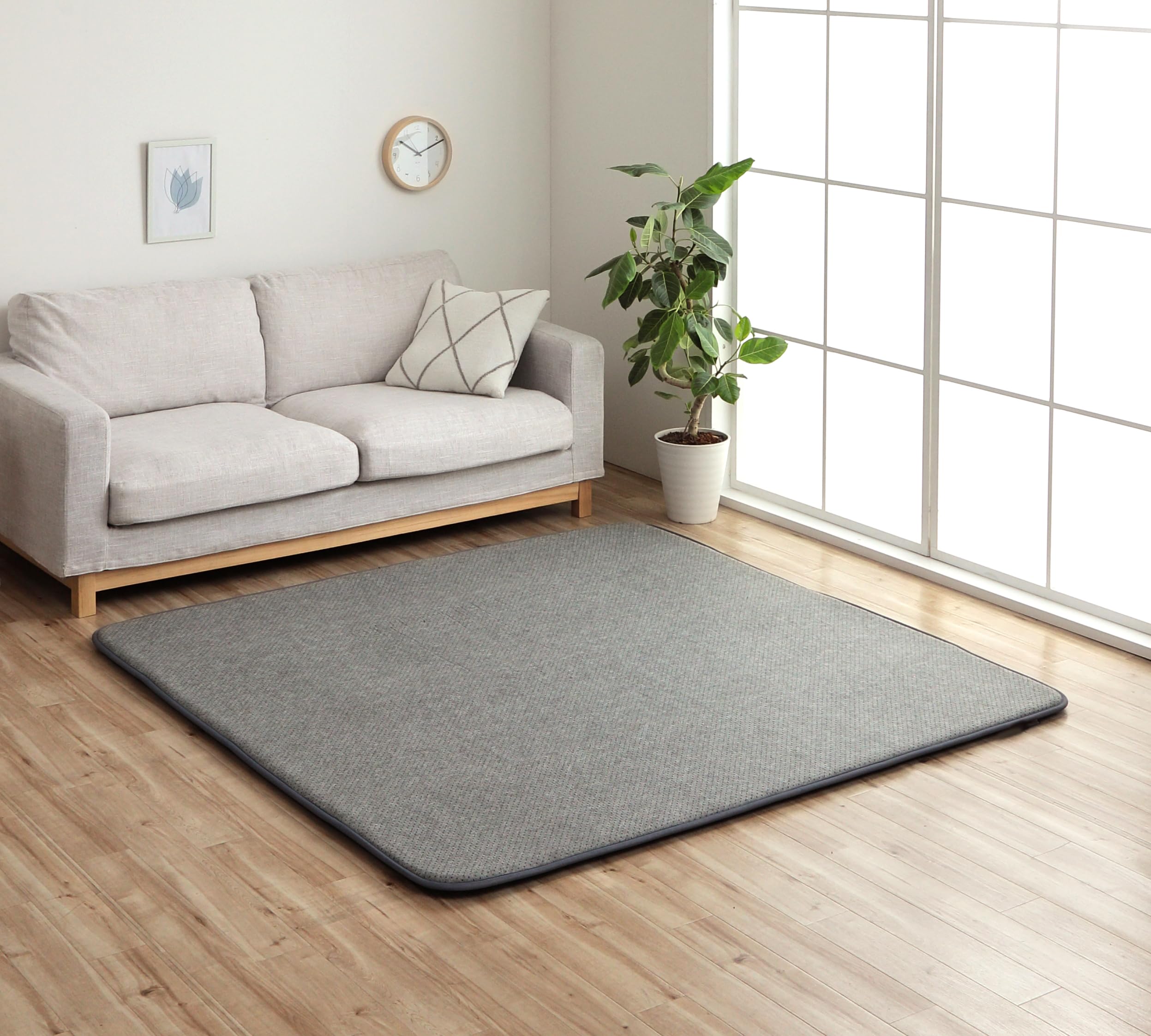 イケヒコ ラグ マット アンダーラグ カーペット 下敷き 厚手 長方形 1.5畳 ナイス グレー 約125×180cm 厚み35mm 防音 へたりにくい クッション すべり止め ズレない ホットカーペット対応 床暖房対応 ふっくら ラグ用下敷き リビング