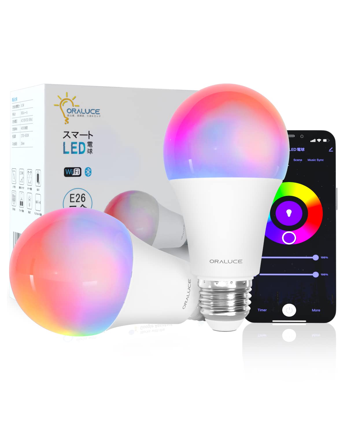 楽天市場】【送料無料】ORALUCE スマート LED電球 E26 60W相当 調光調