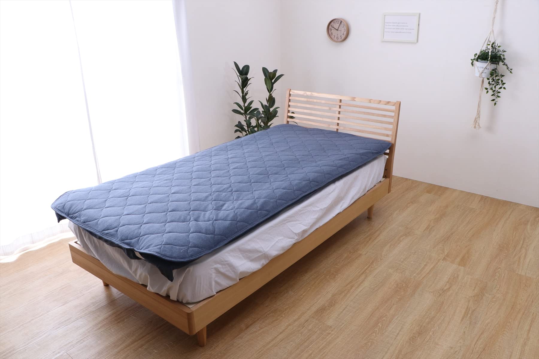 イケヒコ 寝具 敷きパッド マイン ネイビー ダブル 約140×205cm シンプル 天竺ニット 新生活 洗える ＃1192060190301