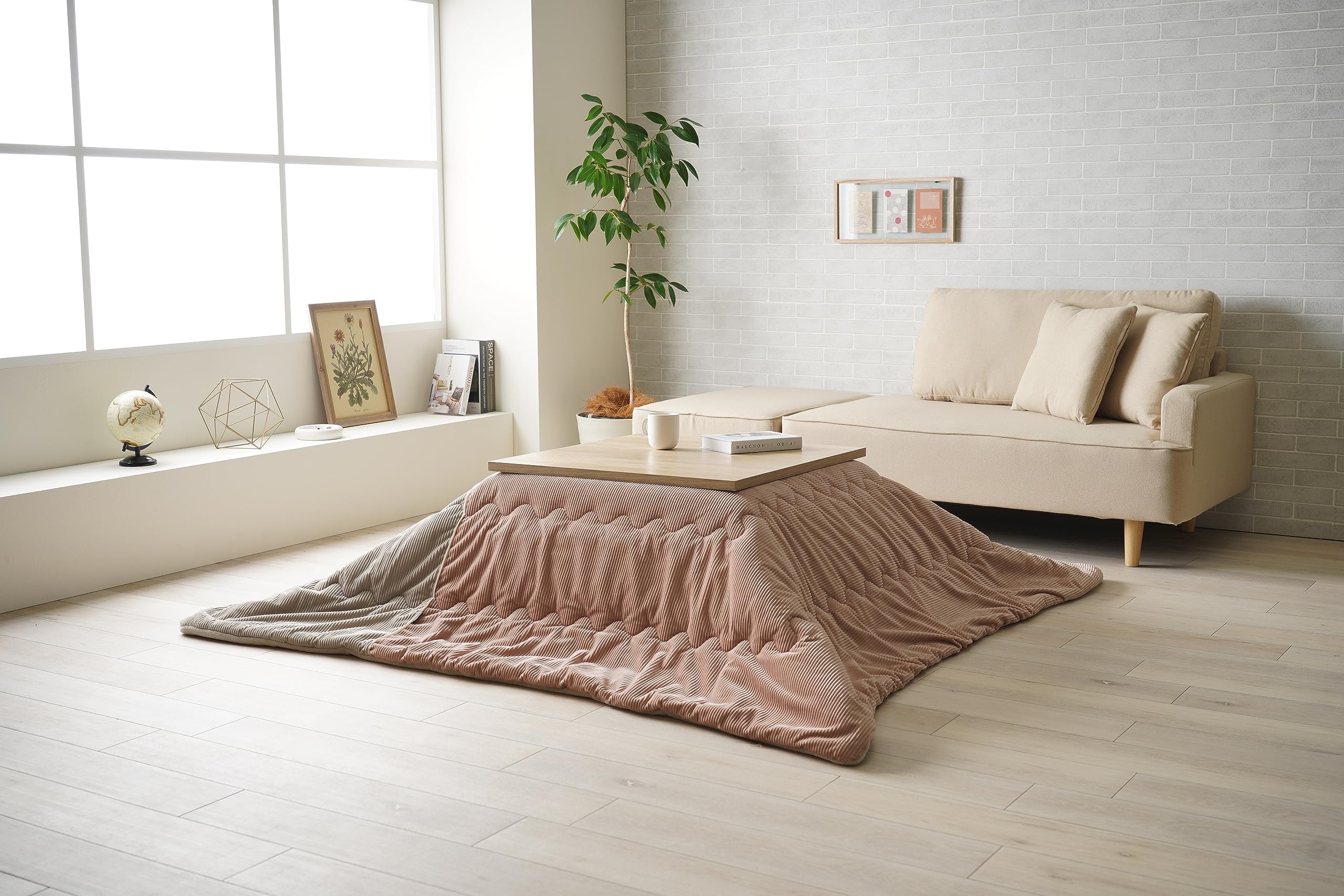 イケヒコ こたつ 掛け ふとん 正方形 単品 クルム ピンク 約190&times;190cm 凹凸感 やさしい フランネル 中国製 洗える 無地調 シンプル ＃1182050220111｜SelectSHOP 岐阜 店
