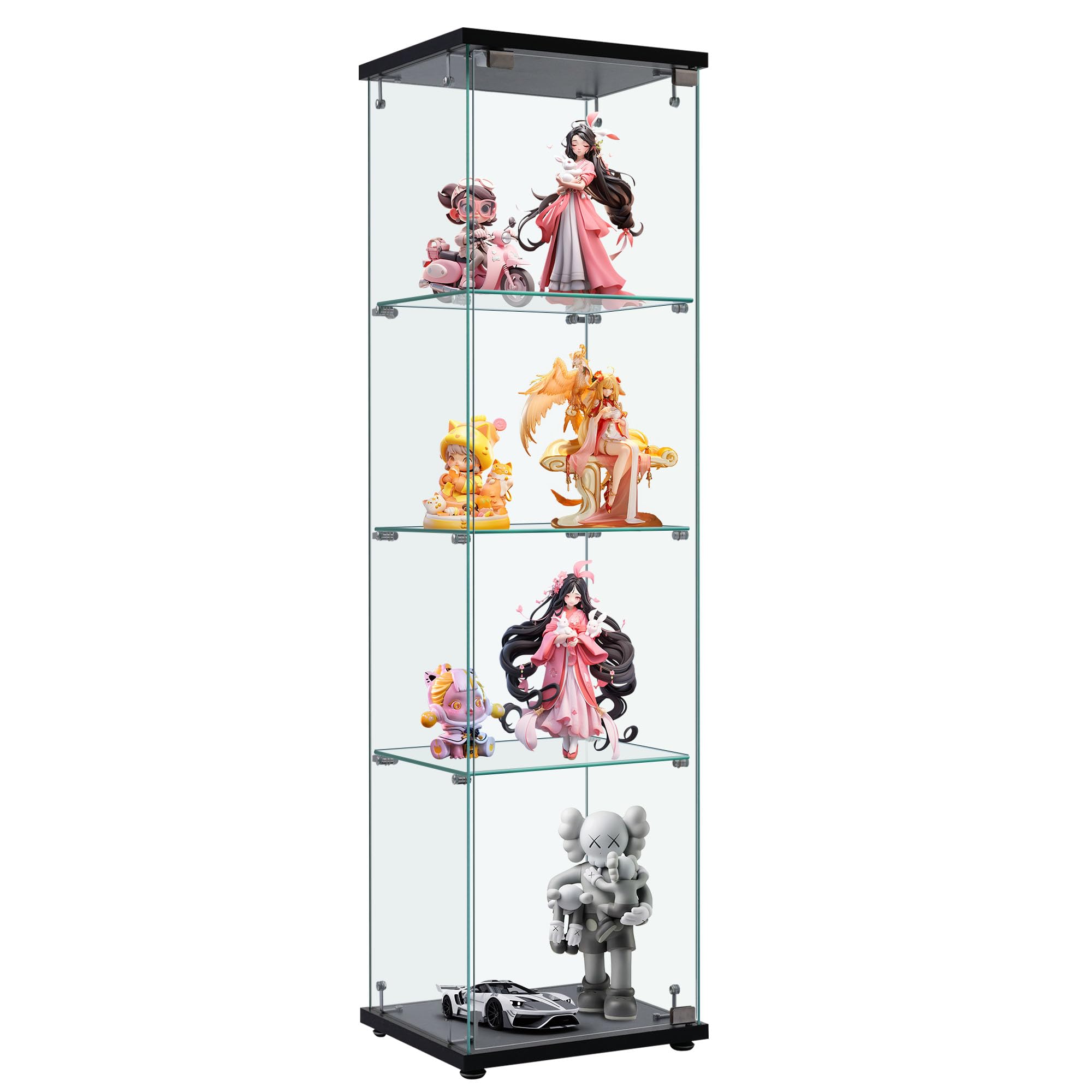 オーエスジェイ(OSJ) フィギュアケース コレクションケース 4段 幅42.5×奥行36.5×高さ162cm 全面ガラス 強化ガラス ブラック|SelectSHOP 岐阜 店