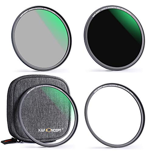 K&F Concept 62mm 磁気レンズフィルターND1000+CPL+MCUVフィルターセット 磁気吸着 超薄枠 撥水 光学ガラス フィルターバッグ