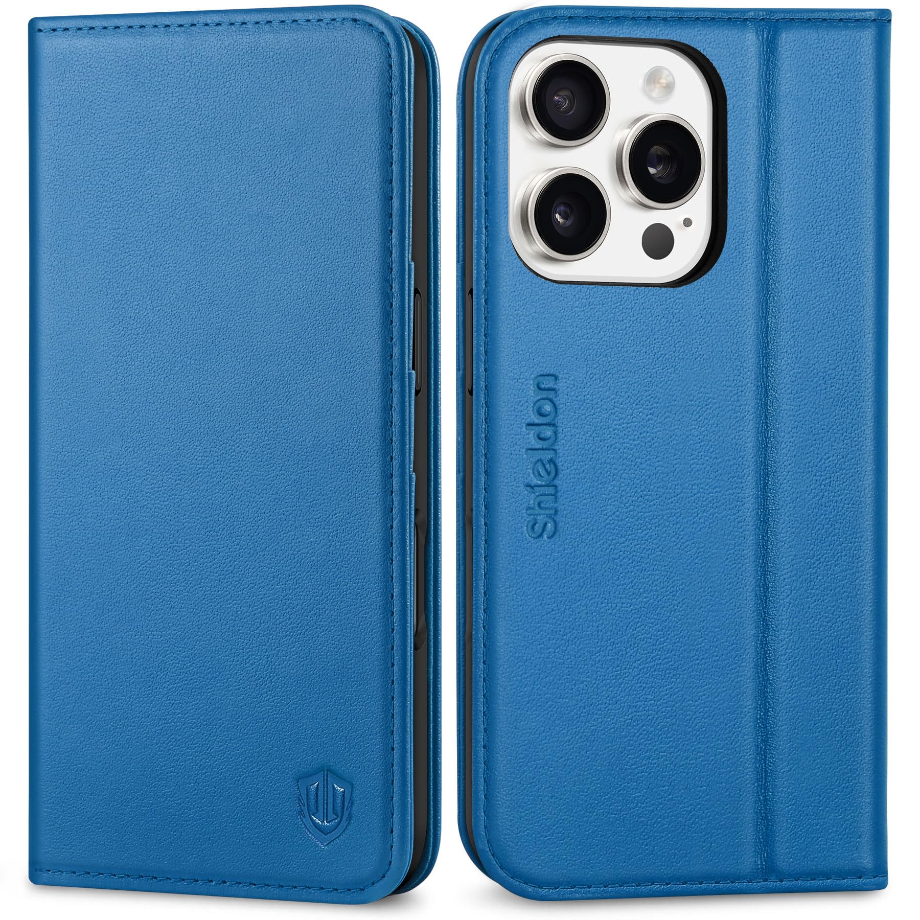 SHIELDON iPhone 16 Pro 対応ケース 手帳型 本革 あいふぉん 16 プロ スマホカバー カード収納 横置きスタンド機能 マグネット内蔵 TPU素材 衝撃吸収 [RFIDブロッキング] 全面保護 アイホン 16 プロ 対応 スマホケース