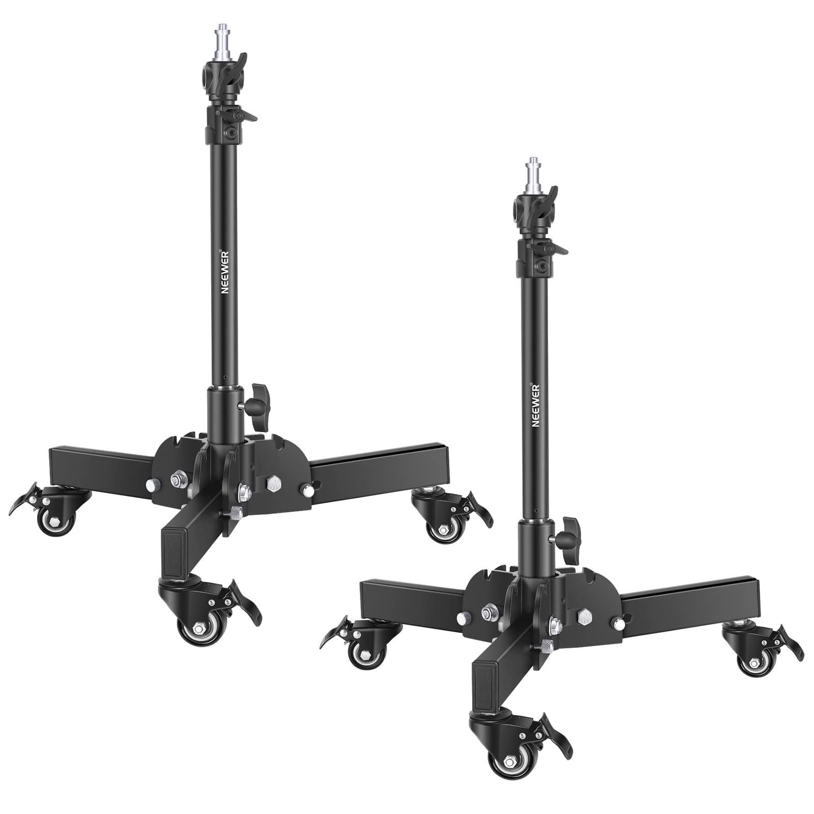 NEEWER 2個 耐荷重ライトスタンド キャスター付き 最大高さ2.4ft 折り畳み式三脚スタンド ローアングル撮影用 写真ライトスタンド ソフトボックス モノライトとその他の写真機材に対応 ST72
