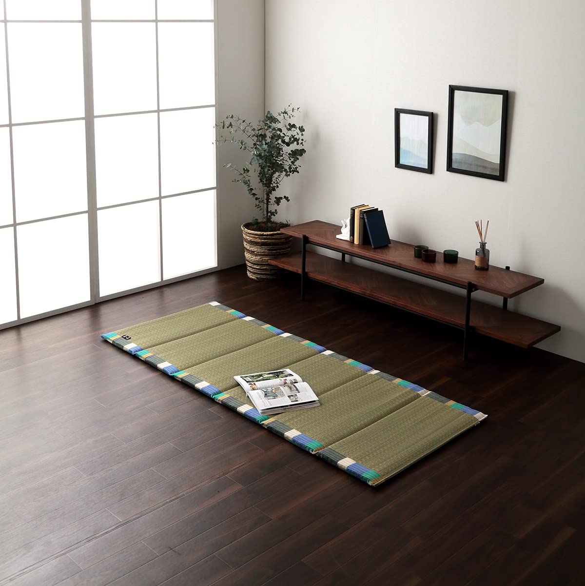 イケヒコ い草 マット いろは 6つ折り グリーン 約70×180cm くつろぎ クッション お昼寝 日本製 コンパクト収納 #7570599