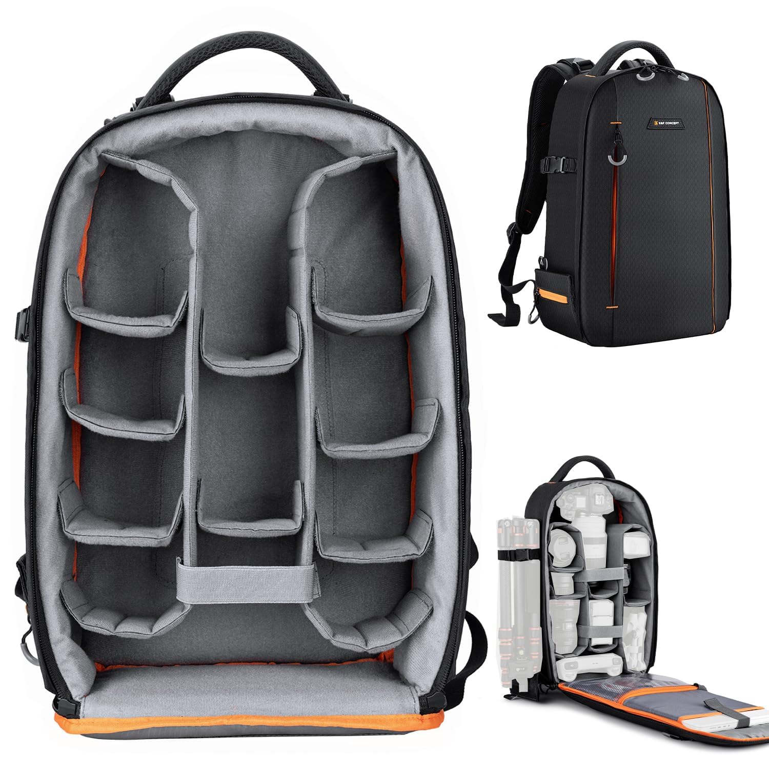 K&F Concept カメラバッグ カメラリュック カメラバックパック リュックサック 18L 大容量 おしゃれ 軽量 一眼レフ/14インチpc/三脚収納可 撮影バックパック 撥水加工 トラベル 外出/登山/旅行/アウトドア撮影に適用バックパック