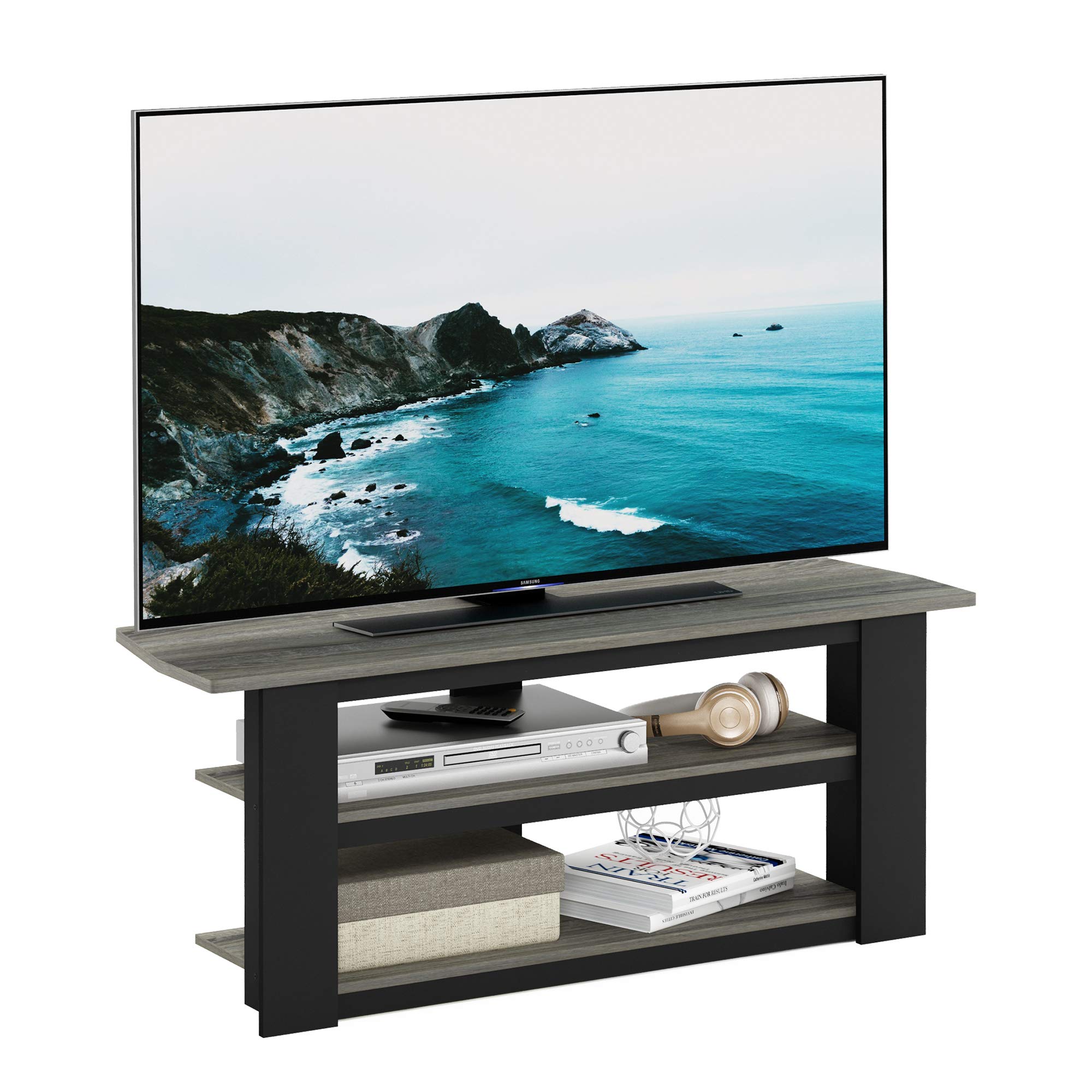 フリノ(Furinno) パーソンズ(Parsons) テレビスタンド オークグレー/ブラック 50インチまで