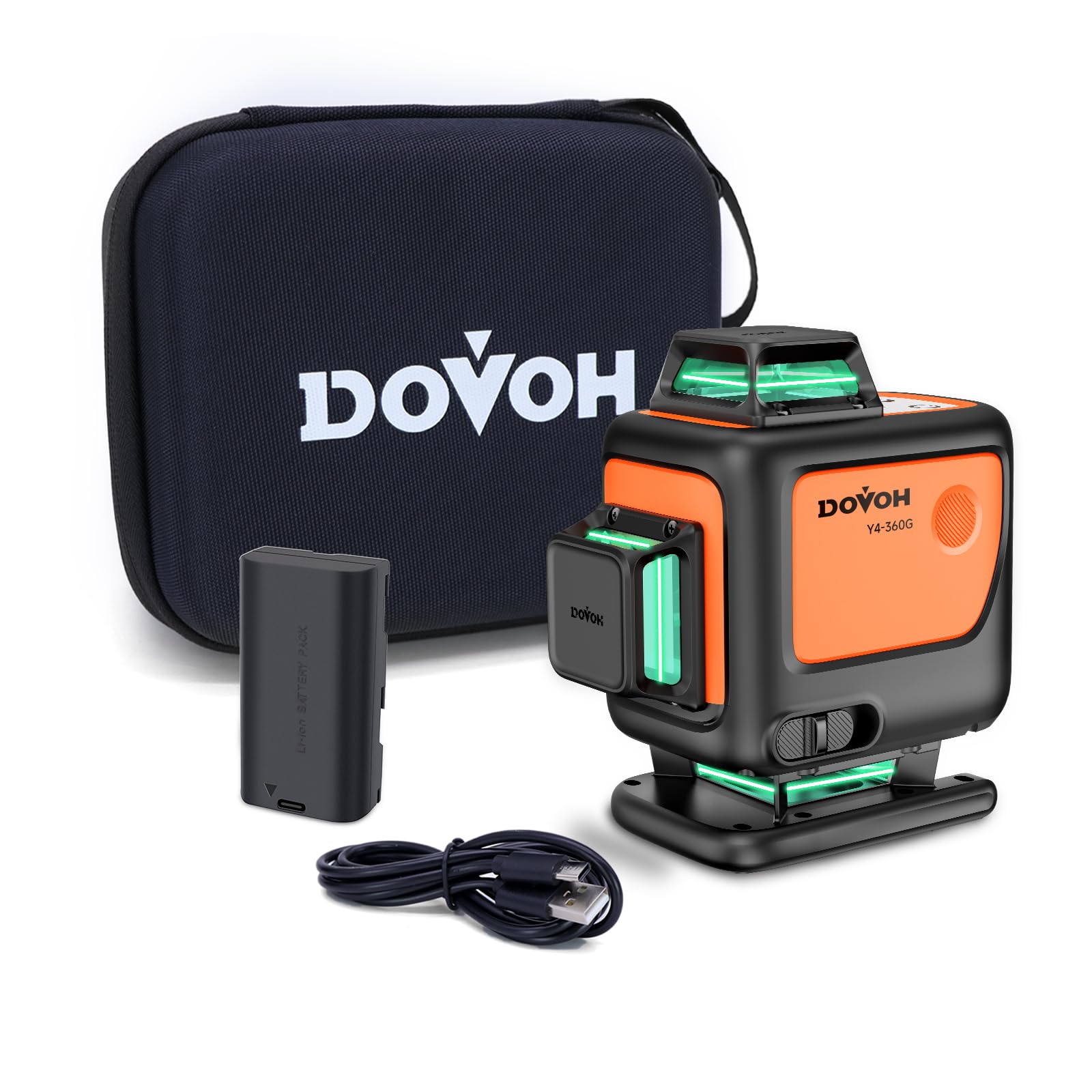 DOVOH グリーンレーザー墨出し器 4x360&deg; 16ライン レーザー水平器 4Dレーザーレベル 自動補正 Type-C充電可能 2本垂直ラインと2本水平 受光器対応 Y4-360G｜SelectSHOP 岐阜 店