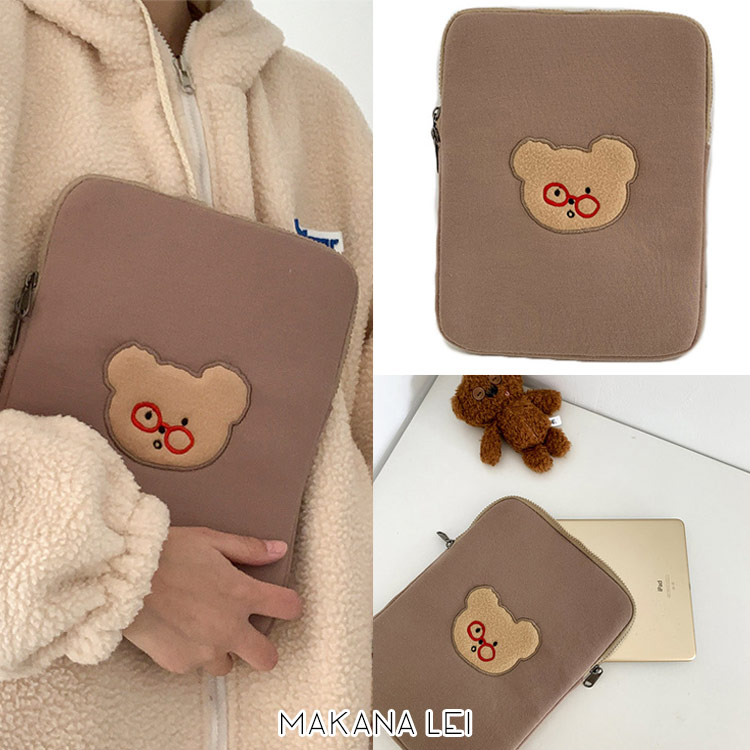 タブレットバッグ iPadケース 収納バッグ くま 韓国 茶色 通販