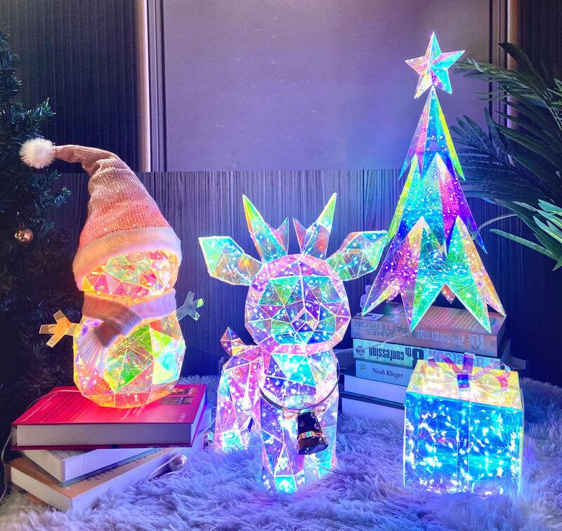 クリスマス 飾り モチーフライト 光る オーナメント オブジェ カラフル [雪だるま] 置物 ライト 装飾ライト LED 卓上飾り USBコード