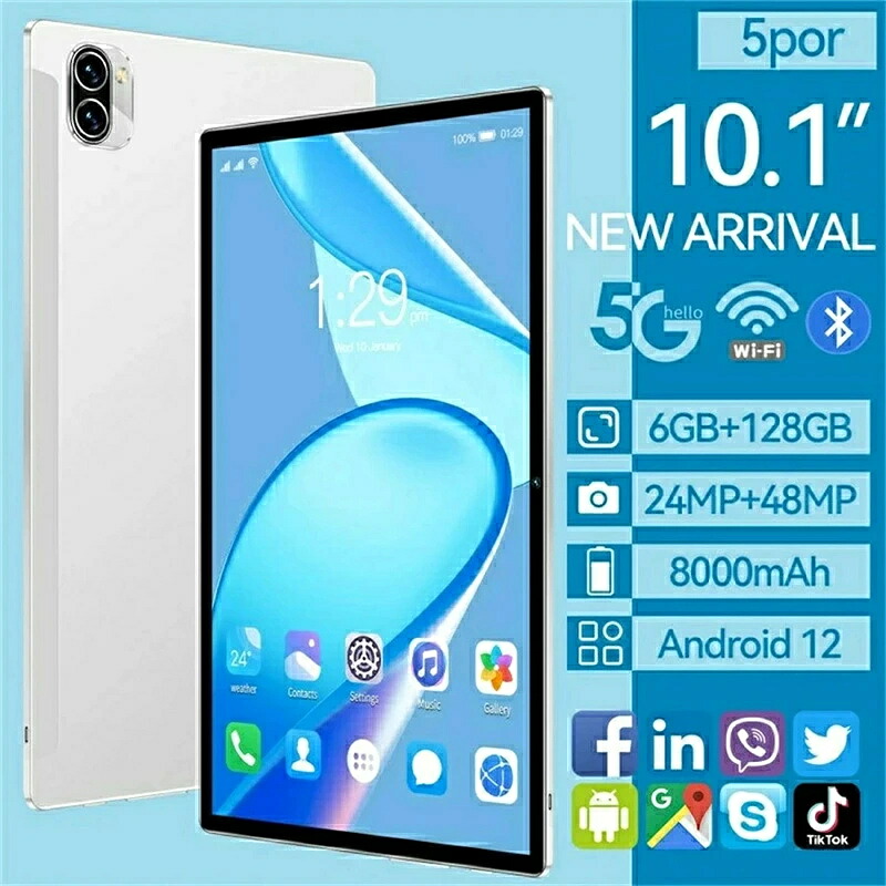 2024年最新 タブレット 2024 PC 10インチ Android12.0 Wi-Fi 6+128GB IPS液晶 SDカード 本体 wi-fi版 在宅勤務 ネット授業 コスパ最高 タブレットPC 特典