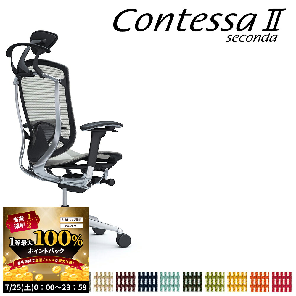 【7/25 2人に1人最大100%ポイントバック】オカムラ コンテッサ セコンダ CC8BBS CC8BXS 小型可動ヘッドレスト フレーム:ポリッシュ ボディ:BK座メッシュ アジャストアーム ランバーサポート付 ハンガー付|make space