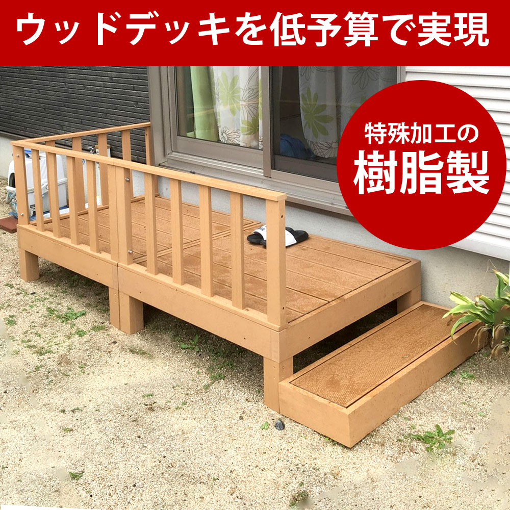 早割クーポン 楽天市場 ウッドデッキ Diy キット 樹脂 本体 2台 踏み台 コーナーパネル 4点セット ステップ ウッドデッキ1台あたり幅90 奥行90 高さ28cm チーク 0 5坪 ガーデニング 庭 縁台 ガーデン バルコニー テラス エクステリア 水洗いok 新生活 イエナカ