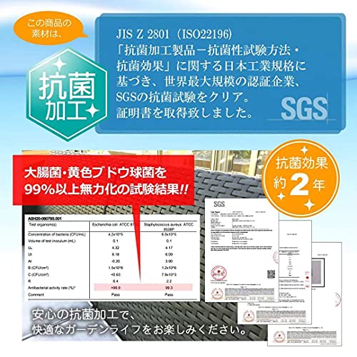 高級ラタン調ガーデンソファー4人掛け1脚 抗菌仕様 ダークブラウン 本体１とクッション4枚 ブラック