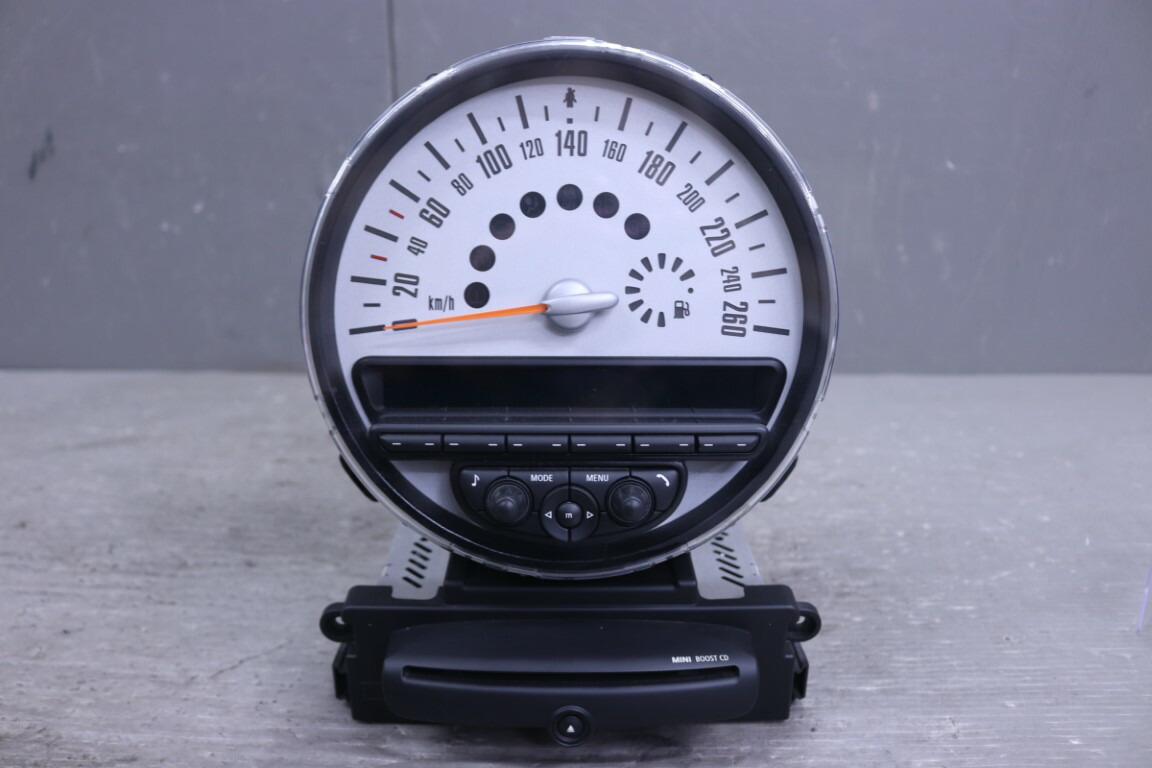 BMW Mini Cooper S ミニ クーパー S LCI 右H 後期(R56 MF16S MF16) 純正 スピードメーター オーディオデッキ CDデッキ p060684 中古20260206