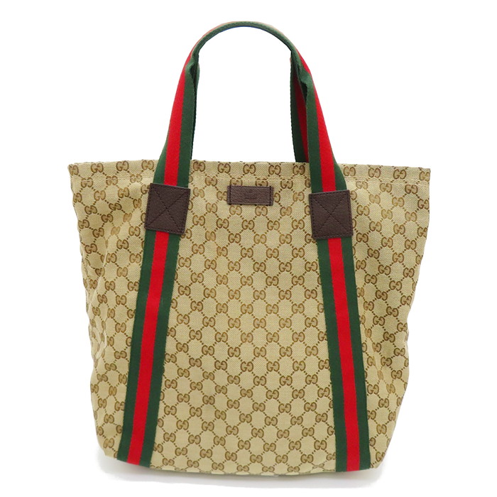 Gucci グッチ シェリー酒 1669 トート鞄 Ggキャンヴァス ベージュ 茶色 丹色 パッティンググリーン ユニセックス 中古 真子質店 Gd Mamax グッチ トートバッグ Damienrice Com