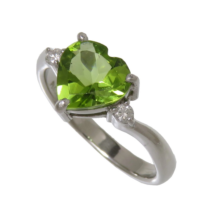 年中無休】 11.5号 ハート ペリドット 2.00ct ダイヤモンド 計0.06ct