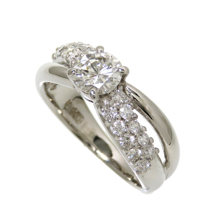 贅沢品 9号 中央 ダイヤモンド 推定H-VSクラス-Fa 0.37ct リング 指輪