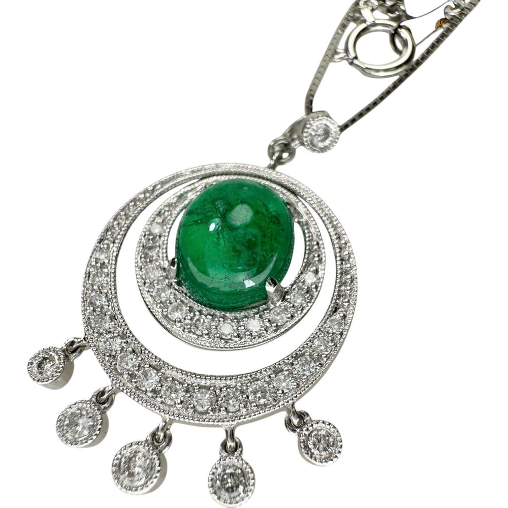 楽天市場】エメラルド 2.4ct ネックレス K18WG ホワイトゴールド